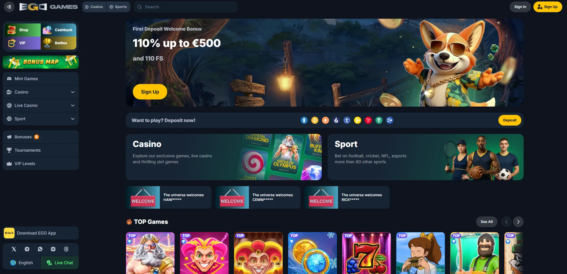 EgoGames Casino Übersicht